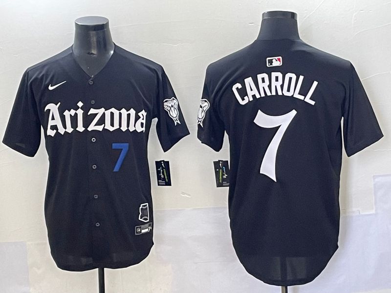 Men 2025 Arizona Diamondback #7 Carroll Black Five generations Joint Name Nike MLB Jersey style 9->arizona diamondback->MLB Jersey